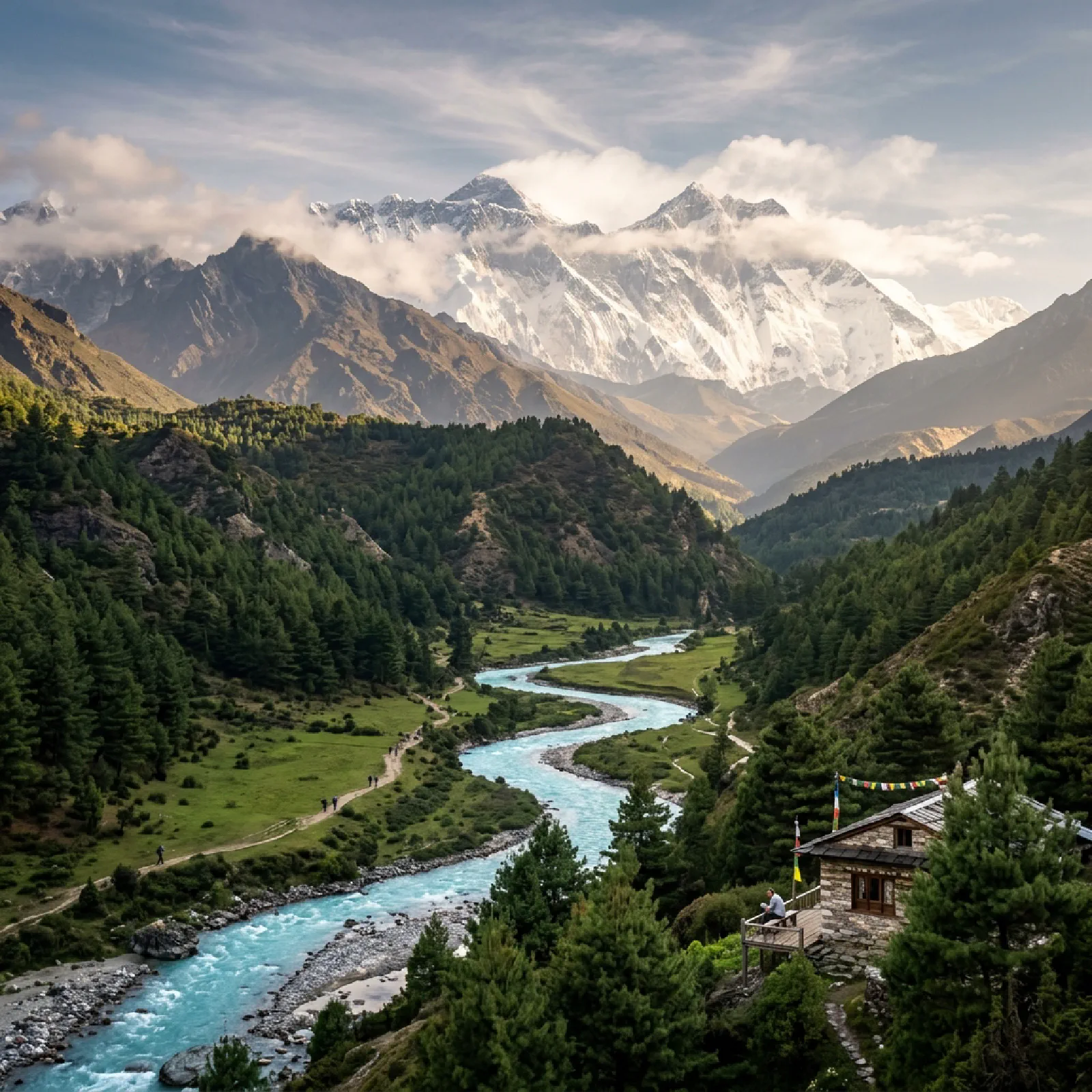 Himalayan Valley and River